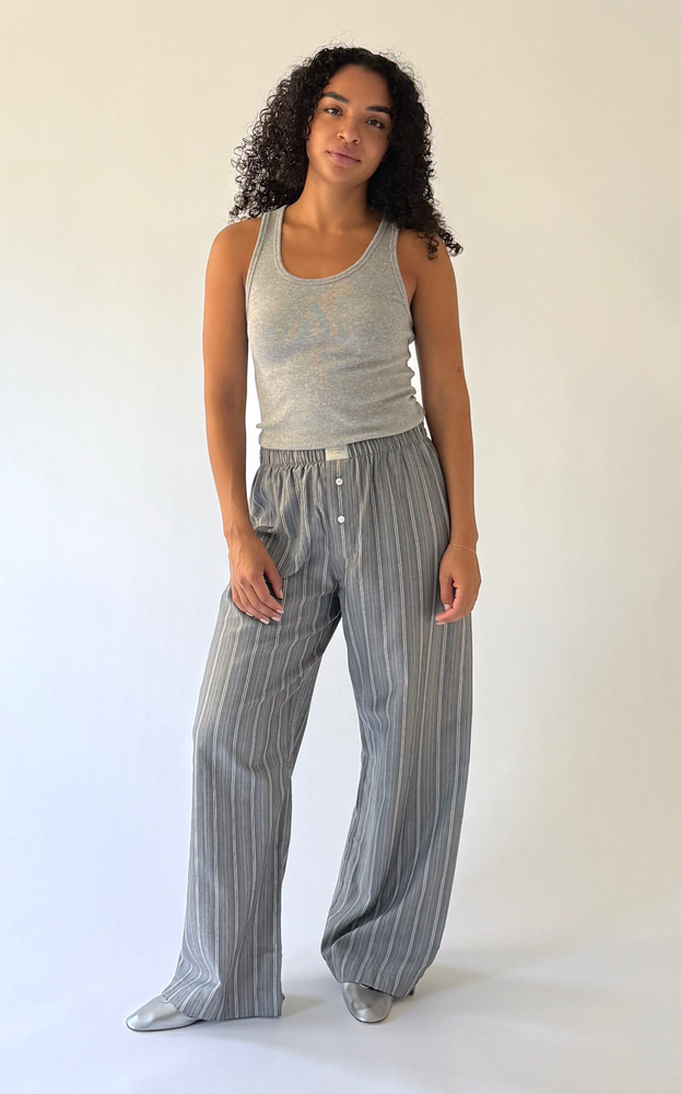 
                  
                    La Boxer Alta Pant in Grey Stripe Cotton Flannel
                  
                