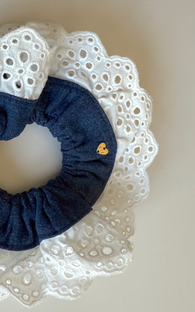 Denim & Eyelet Scrunchie