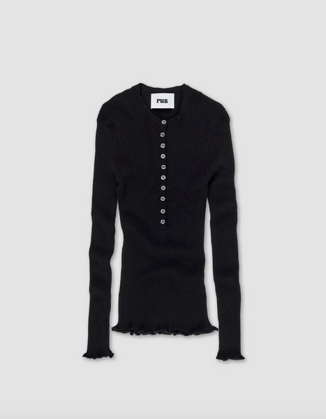 Camino Henley Sweater in Black