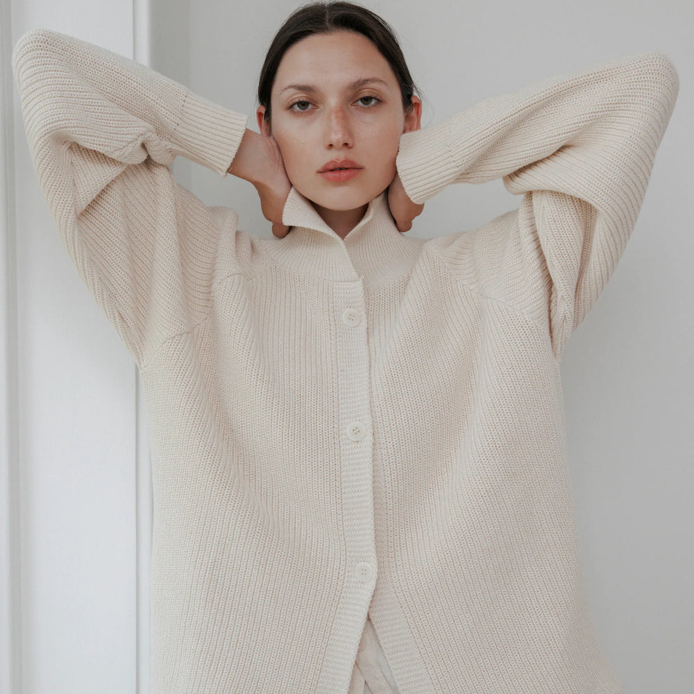 Collar Cardigan in Natural