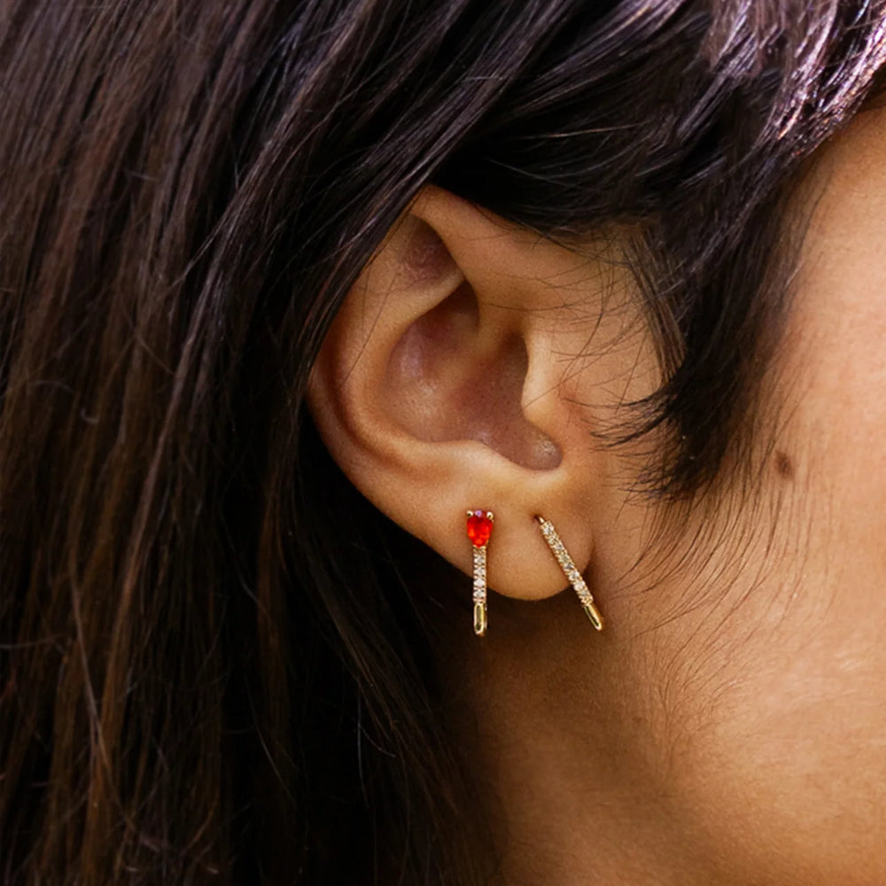 Mini Diamond Safety Pin Earring