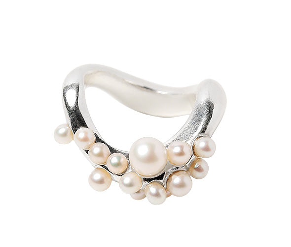 
                  
                    Wave Pearl Cluster Ring in Silver
                  
                